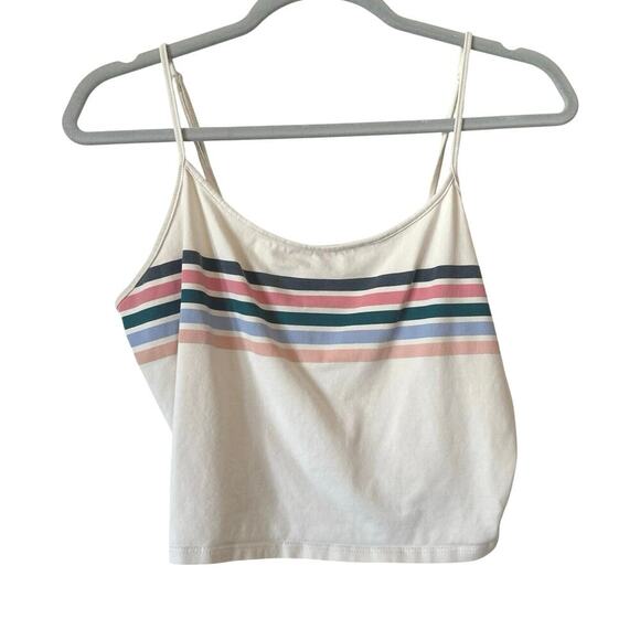 American Eagle Striped Crop Top L | Retro 90s Style Cotton Cami Tank - Picture 1 of 6